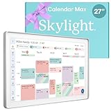 Skylight Calendar Max: 27-Inch Smart Digital Calendar & Chore Chart, Family Organizer with Interactive Touchscreen Display with NA Adapter, Aluminum Metal Shadowbox