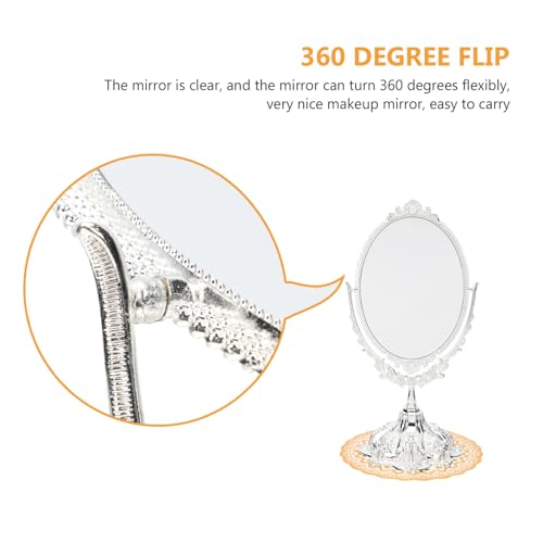 Miroir de maquillage style rétro vintage double face argenté