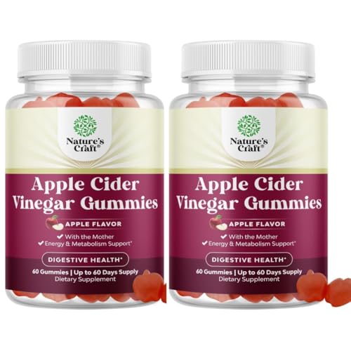 Apple Cider Vinegar Gummies with the Mother-Natural Energy Supplement ACV Gummies with Mother for Body Cleanse Immune Support and Gut Health-Delicious Gummy ACV Supplement with Beet Root Powder 2 pack