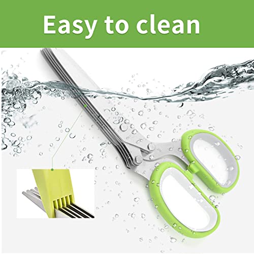 Image of Herb Scissors Set,Multipurpose 5 Blade Kitchen Herb Cutter with Safety Cover and Cleaning Comb for Cutting Shredded Lettuce, Cilantro Fresh, Green Onion Fresh and etc.