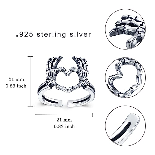 Bague geste amour punk le cadeau idéal en argent 925 ajustable