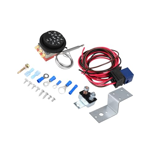 ACROPIX 12V Electric Radiator Fan Thermostat Controller Kit Cooling Fan Wiring Relay Wire Kit for Car Car Parts