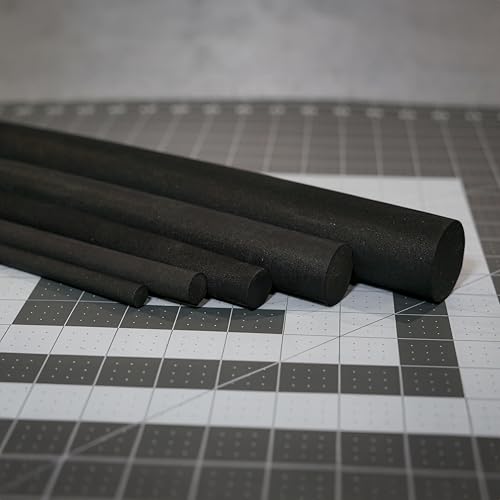 EVA Foam Dowels – Round Dowels Sold in 5 Sizes - (10mm, 15mm, 20mm, 30mm, 40mm) – Apprx 39” Long – Lightweight Craft Foam for Cosplay, DIY, Props & Modeling (1, Black, 15mm)