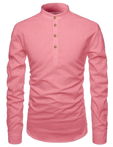 Image of Vida Loca Full Sleeve Mandarin Collor Cotton Casual Slim Fit Shirt for Men's
