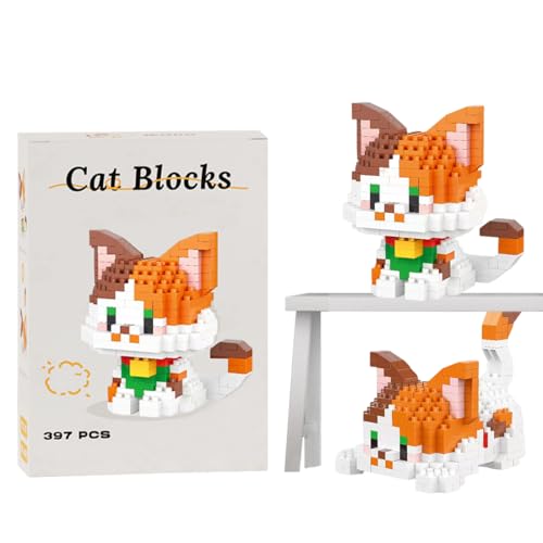 IKOPFLN Juego de Bloques de Construcción 2 en 1,397 PCS Gato Mini Building Blocks Juguetes de Construcción,diseño de Gato,para Adultos y Niños a Partir de 8 Años Regalo(gato)