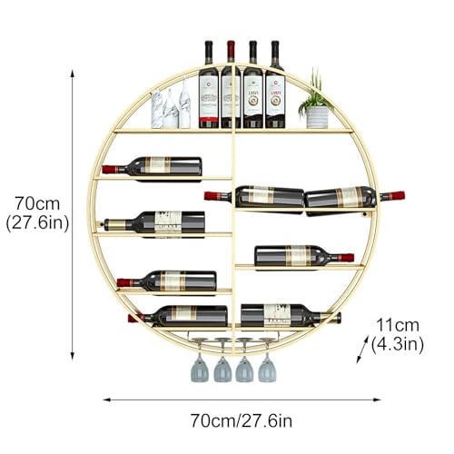 Casier à vin mural doré 70 cm avec support verres cuisine salon