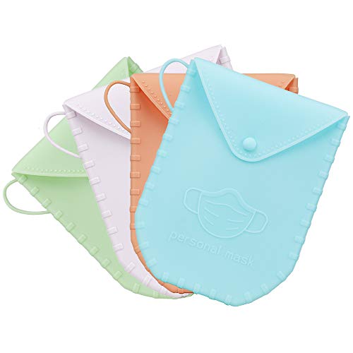 2 Pieces M-ask Storage Clips, Silicone Storage Case Reusable Keeper Folder for Face Cover, Convenient To Carry Out M-asks，M-ask Holder Face Cover Storage Box（Orange+Green）