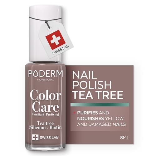PODERM Nail Polish Enriched with Tea Tree & Biotin Improves Nail Appearance Vegan Formula For Hands & Feet Swiss Made (Taupe)