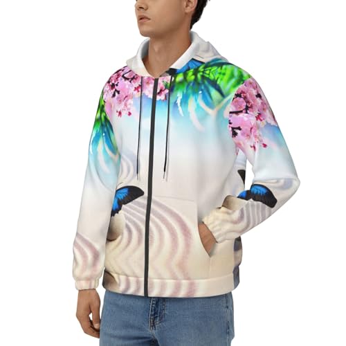Sweat à capuche imprimé papillon zen avec fermeture éclair homme - 2