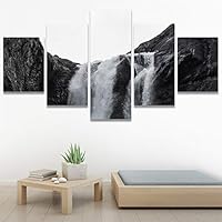 SIGNWIN 5 Panel Canvas Wall Art Dramatic Forest Landscape Living Room Orange Photography Rustic for Home Decorations Ready to Hang - 60