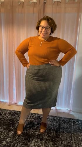 Image of RITERA Plus Size Women Sweaters Waffle Knit Pullover Top Long Sleeve Casual Crewneck Shirt Loose Split Hem Fall Winter Blouse