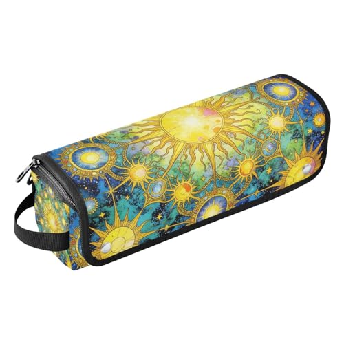 Bolsa de viaje para herramientas de cabello para mujeres con tapete resistente al calor, grande para planchas de pelo, estuche de viaje para planchas y rizadores, boho celestial luna sol estrellas estrellado portátil