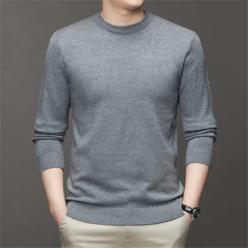 Men's Round Neck Sweater Long Sleeved Solid Color Soft Warm Pullovers Base Sweater Top2