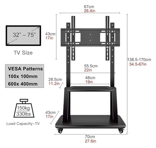 Soporte móvil universal para TV con ruedas y estante miniatura 2