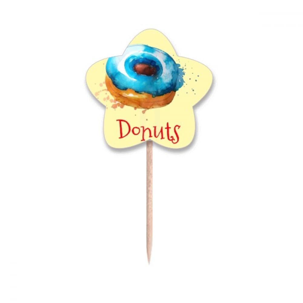 Cure-dents bleu aquarelle en étoile pour la décoration de cupcakes