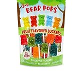Bear Shaped Lollipops, 25 Count, Assorted Fruit Flavored Teddy Bear Suckers, Individually Wrapped Party Fun Favors, Yellow, Red, Green, Blue, and Orange Pops