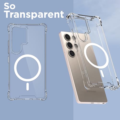 Image of Amazon Basics Back Cover for Samsung Galaxy S24 Ultra 5G Mag-Safe Shockproof PC + TPU Protective Case Magnetic Support Bumper Case (Transparent Mag-Safe)