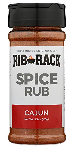 Rib Rack Dry Spice Rub - Cajun, 5.5 oz. - Meat Seasoning for BBQ, Grill, Smoker - All Natural Ingredients (Packaging May Vary)