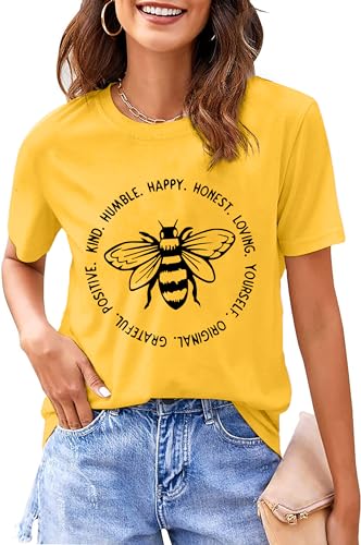 Bee Kind Women's T-Shirt: Cute Bee Graphic Shirt - Funny Inspirational Casual Tee3