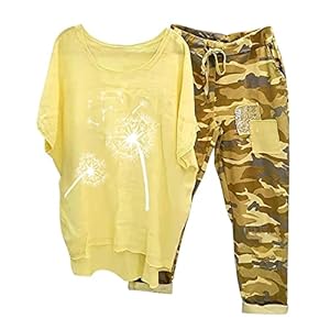 Briskorry Damen Zweiteiler T-Shirt Hose Set