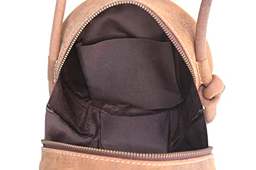 Jyos Genuine Leather Round Messenger Handbag Fashion Circle Crossbody Wallet, Clutch, Purse (Vintage Brown) #TOP4