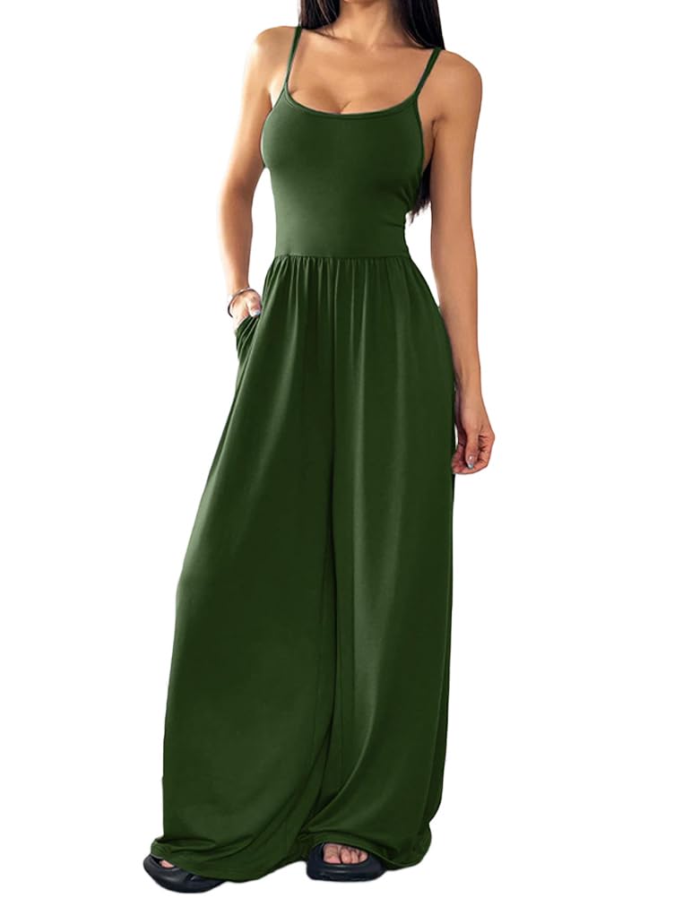 Tuta Intera Donna Lunga Tutina senza Maniche con Spalline Jumpsuit Elastica Tute Slim Fit Elegante Sexy Playsuit