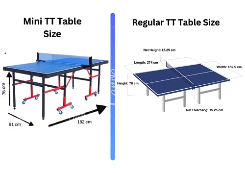 Image of ‎Mini Table Tennis w /Both Side Laminated & Wheels w /Lock (TT Net + 2 TT Racket & 2 Balls) (Mini Table)