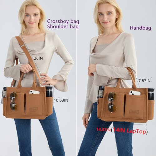 Image of ZHMO Canvas Tote Bag for Women,Women's Bags Crossbody Bags Work Laptop Tote Bag Large Handbags Purse for Travel Nurse Teacher