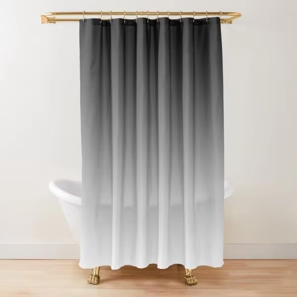 Rideau de douche imperméable lavable en machine polyester moderne 140x170cm blanc noir