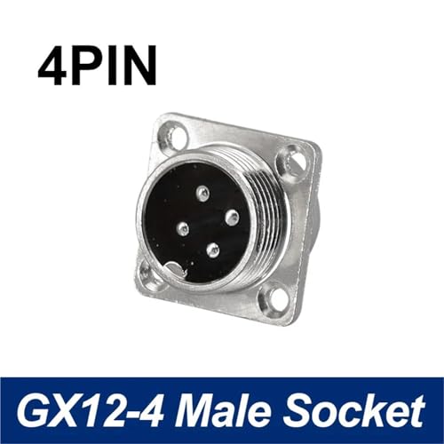 Conector aviacion GX12 4 pines base cuadrada brida 12mm 2
