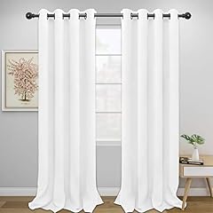 Easy-Going Verdunkelungsvorhänge für Schlafzimmer, solide, wärmeisolierte Vorhänge mit Ösen und Geräuschreduzierung, Raumverdunkelungsvorhänge für Wohnzimmer, 2 Paneele (132,1 x 274,3 cm, Weiß)