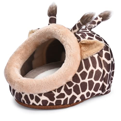 Pfotenolymp Kleintierhaus Bett Cave - 1 Weiche Kissen Schlafsack Nest - Ideal als meerschweinchen Bett, kaninchenhaus Bett, Ratten Bett, Fretchen Bett- Dunkelbraun