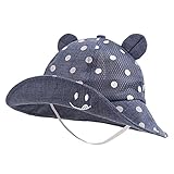 De 1 a 4 años Unisexo Bebé Niña Niño Sombrero 1 a 4 años de Sol Verano Algodón Ajustable Pescador Gorra Protección de Sol Anti UV para Exteriores/Natación/Playa/Piscina UPF 50+ (Armada de Malla)