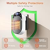 Electric Heater, Plug-In Fan Heater with Remote Control, PTC Ceramic Heaters, 2 Heating Modes, 1–12H Timer, Overheat Protection, Quiet and Energy-Efficient, Suitable for Bedroom, Office, Pet Room - Image 2