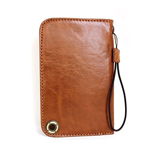 Genuine Italy Leather Case For Iphone 6 6S / Iphone 7 Book Wallet Closure Cover Handmade Luxury Cards Slots Slim Bclassic Bright Brown Thin New Daviscase #TOP3