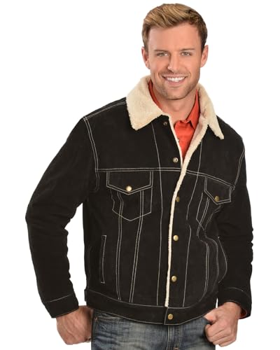 Image of Scully Men's Men'S Sherpa Lined Boar Suede Jacket Black Medium