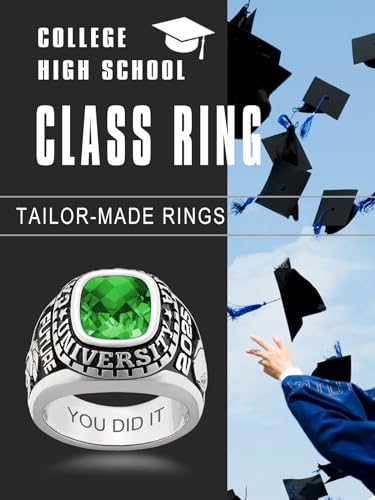 925 Sterling Silver High School College Masters Graduation Rings Personalized Senior Class Of 2024 Ring With Birthstones Graduation Gift(With Gift Box)2
