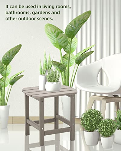 Adirondack Side Table, Outdoor Side Table Weather Resistant Hdpe Small Patio Table For Indoor Outdoor (Oval Table, Grey Brown) #TOP3