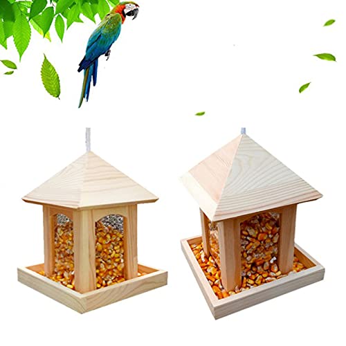 Grande mangiatoia per uccelli in legno naturale