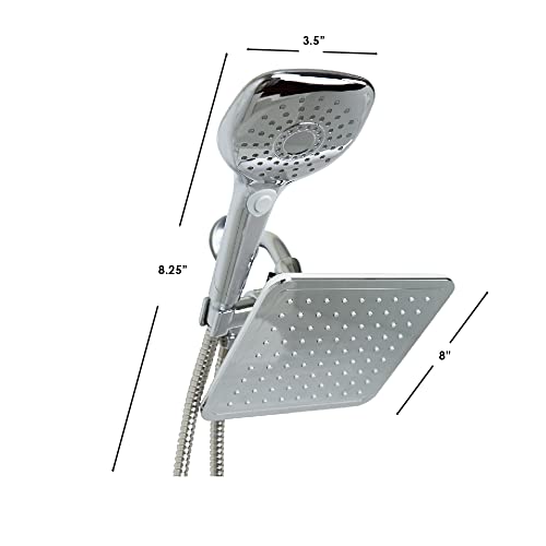 Showerhead And Handheld Combo 1.63 Gpm, By Home Basics (Chrome) | Combination Shower Head And Handheld | With Tangle-Free Hose And Diverter #TOP6