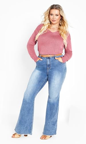 Image of AVENUE Women's Plus Size Clare V Neck Sweater