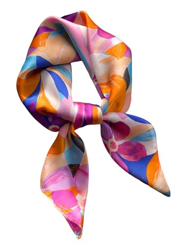 Floerns Women's Square Scarf Floral Satin Headscarf Lightweight Hair Wrap Bandana