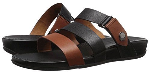 FitFlop Women's Gladdie Slide Gladiator Sandal, Black/Tan, 7 M US