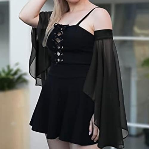 Mangas largas de tul negras y guantes de ópera góticos para mujer 7