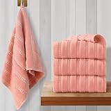 Waffle Coral Dish Towels for Kitchen, Cotton Hand Towels for Bathroom (4 Pack, 13'x30') - Light, Soft & Absorbent, Kitchen Hand Towels with Hanging Loops, Daily Use & Guest Use, Coral Pink