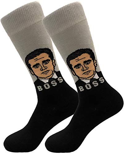 Balanced Co. Michael Scott Dress Socks Boss Socks Funny Socks Casual Socks (Black/Gray)