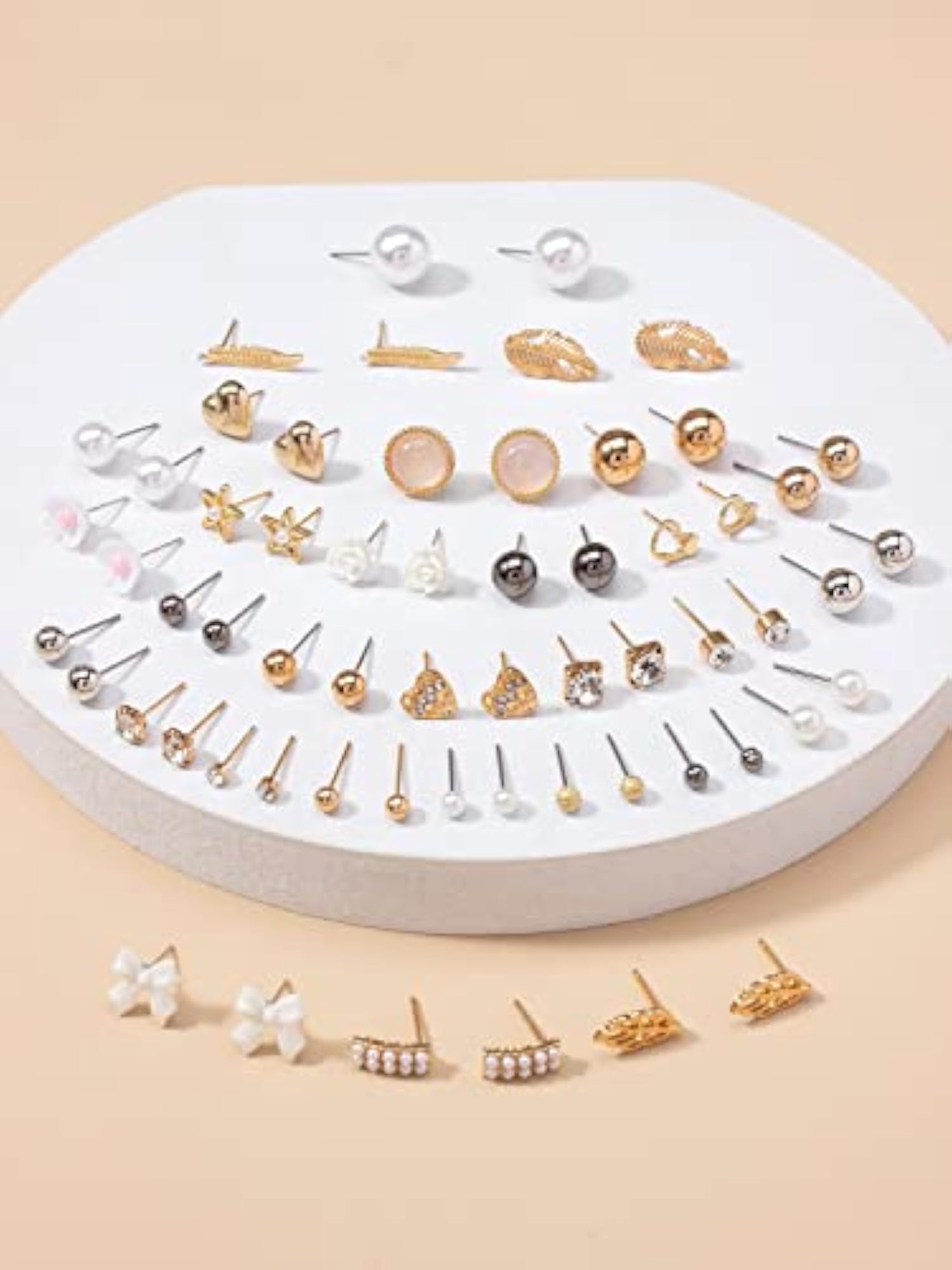 30 Pairs Latest Stylish Crystal Pearl Earrings Combo Set