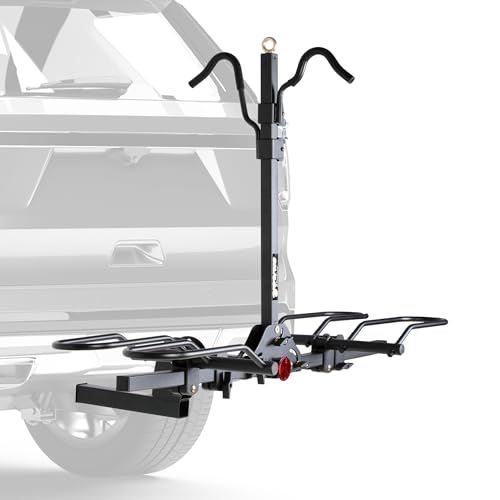 Image of Young Bike Rack for Car, 200 lbs Capacity Hitch Mount 2-Bike Rack with Lock, Heavy Duty Carrier for Fat Tire Bikes Fits SUV Truck RV Van Trailer