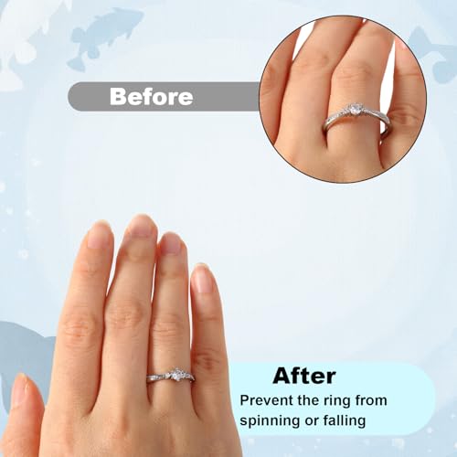 BOXOB 14pcs Ring Adjuster for Loose Rings, Invisible Tightener Transparent Ring Resizer Guards Spacer Adjuster Never Come off and Spin Suitable for Women Men