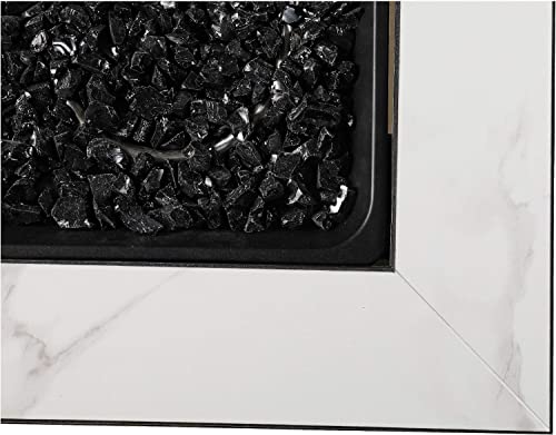 Endless Summer 30 Inch Square Outdoor Gas Fire Pit Table With Steel Mantel, Slate Finish, Black Fire Glass, And Protective Cover, Black Glass #TOP4